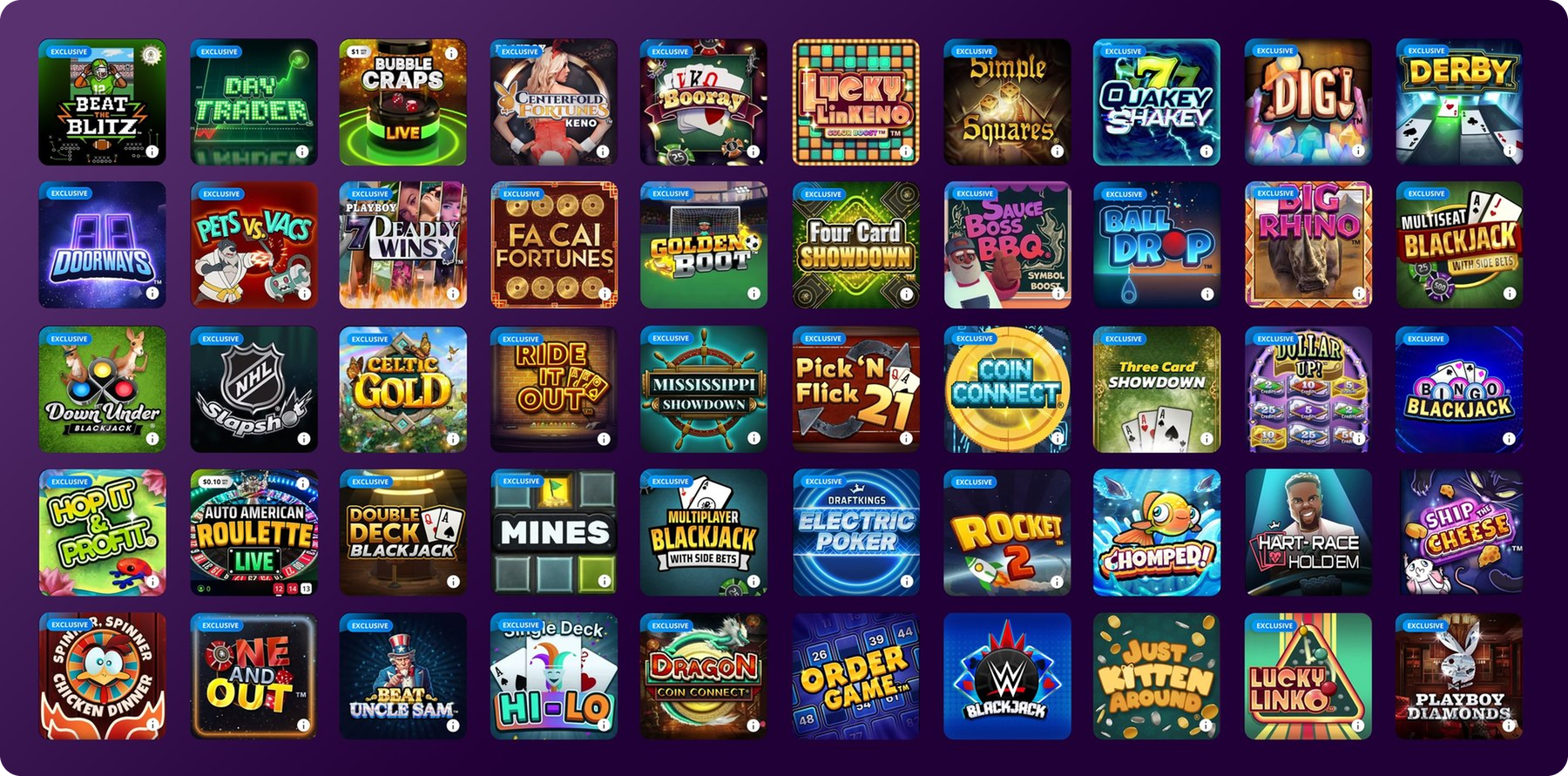 Grid of Black Throne games on DraftKings casino